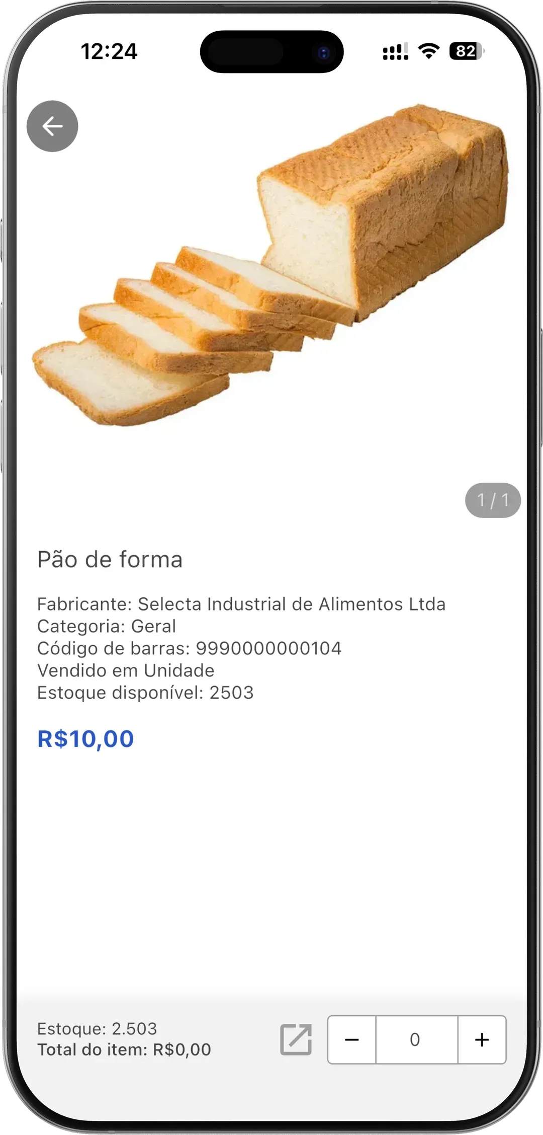 App VendasExternas — detalhe do produto